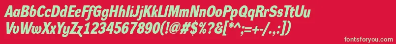 フォントDynagroteskdmBolditalic – 赤い背景に緑の文字