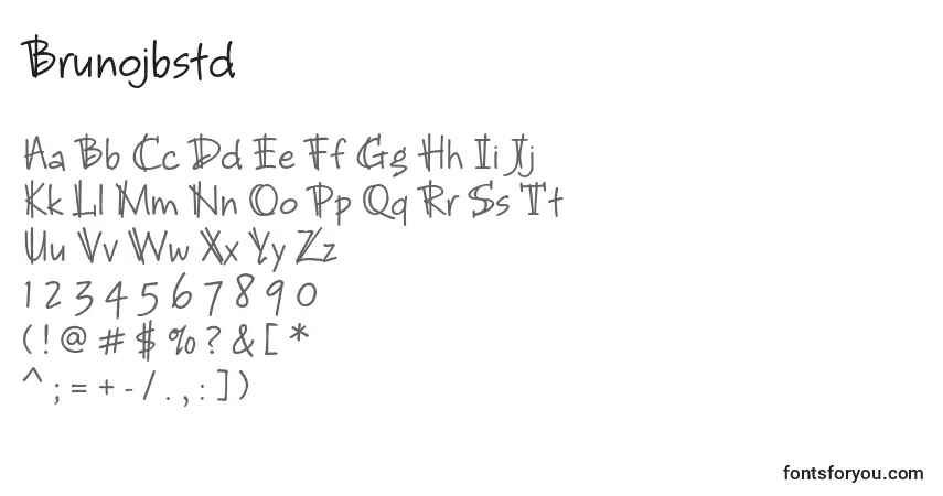 Schriftart Brunojbstd – Alphabet, Zahlen, spezielle Symbole