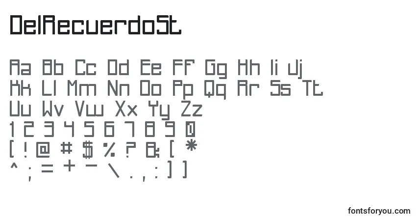 A fonte DelRecuerdoSt – alfabeto, números, caracteres especiais