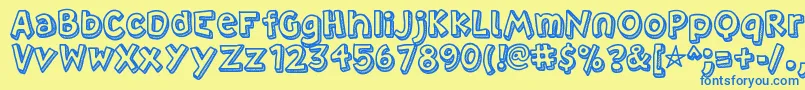 Villa Font – Blue Fonts on Yellow Background