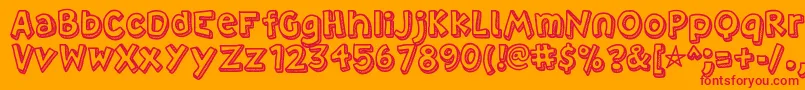 Villa-Schriftart – Rote Schriften auf orangefarbenem Hintergrund