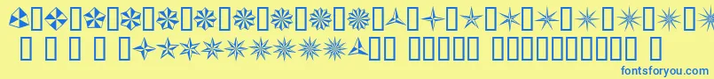フォントBasicStar – 青い文字が黄色の背景にあります。
