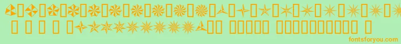 フォントBasicStar – オレンジの文字が緑の背景にあります。