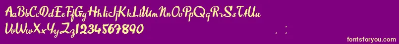SweetAbout-Schriftart – Gelbe Schriften auf violettem Hintergrund