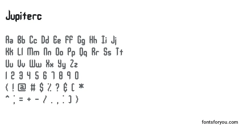 Czcionka Jupiterc – alfabet, cyfry, specjalne znaki