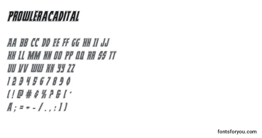 Fuente Prowleracadital - alfabeto, números, caracteres especiales