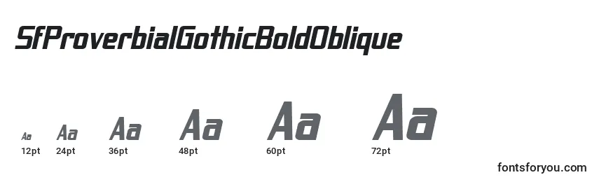 Размеры шрифта SfProverbialGothicBoldOblique