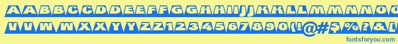 フォントGroti21 – 青い文字が黄色の背景にあります。