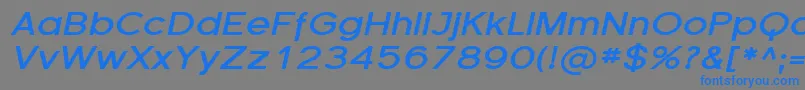 FlorencesansExpBoldItalic-Schriftart – Blaue Schriften auf grauem Hintergrund