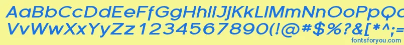 フォントFlorencesansExpBoldItalic – 青い文字が黄色の背景にあります。
