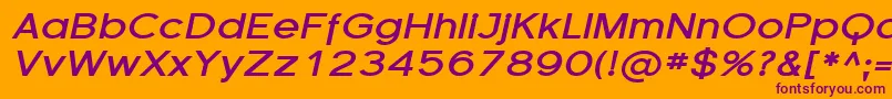 FlorencesansExpBoldItalic-Schriftart – Violette Schriften auf orangefarbenem Hintergrund