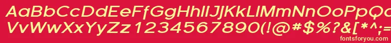 FlorencesansExpBoldItalic-Schriftart – Gelbe Schriften auf rotem Hintergrund