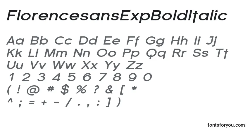 characters of florencesansexpbolditalic font, letter of florencesansexpbolditalic font, alphabet of  florencesansexpbolditalic font