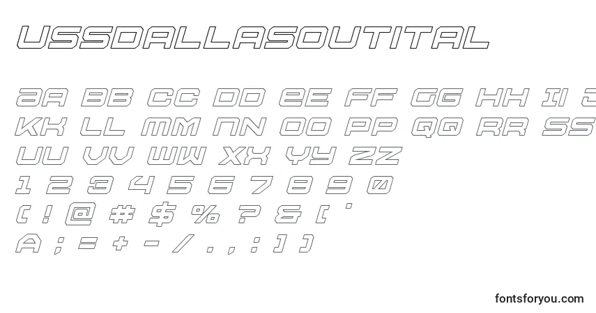 characters of ussdallasoutital font, letter of ussdallasoutital font, alphabet of  ussdallasoutital font