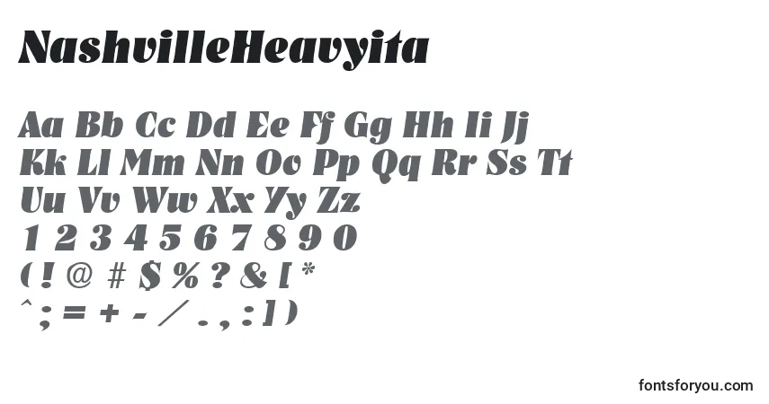 characters of nashvilleheavyita font, letter of nashvilleheavyita font, alphabet of  nashvilleheavyita font