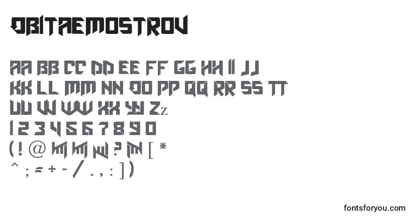 characters of obitaemostrov font, letter of obitaemostrov font, alphabet of  obitaemostrov font
