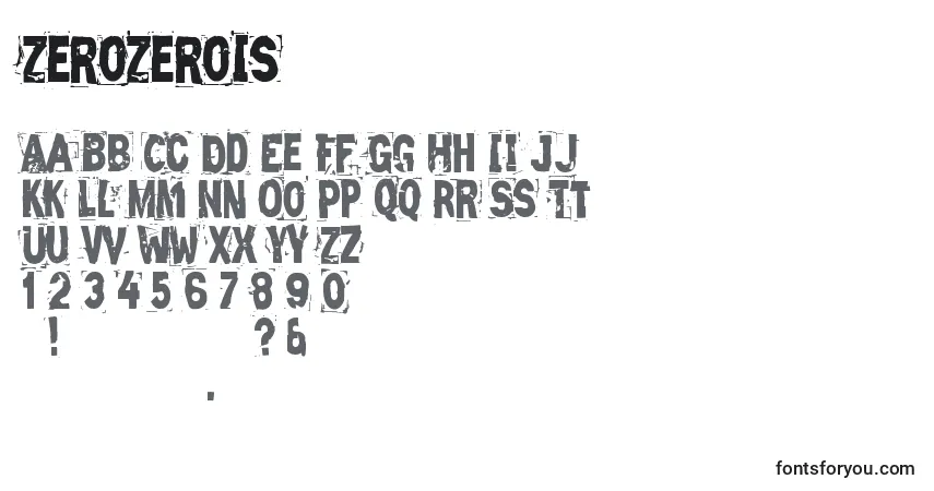 characters of zerozerois font, letter of zerozerois font, alphabet of  zerozerois font