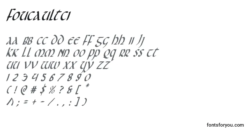 A fonte Foucaultci – alfabeto, números, caracteres especiais
