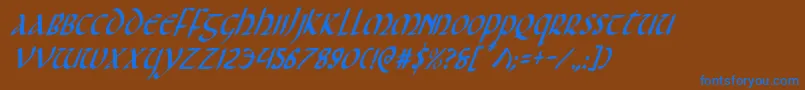 Foucaultci Font – Blue Fonts on Brown Background