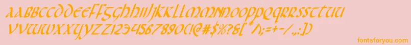 Foucaultci-Schriftart – Orangefarbene Schriften auf rosa Hintergrund