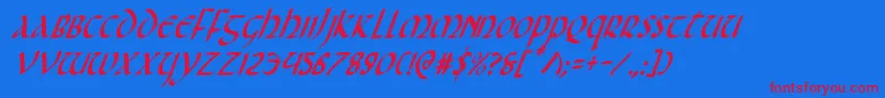 Foucaultci Font – Red Fonts on Blue Background