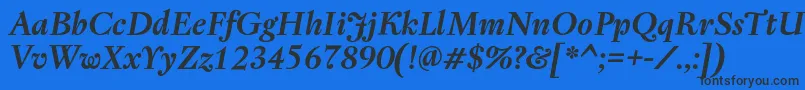 RegentProBoldItalic Font – Black Fonts on Blue Background