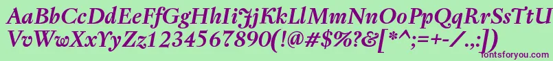 RegentProBoldItalic Font – Purple Fonts on Green Background