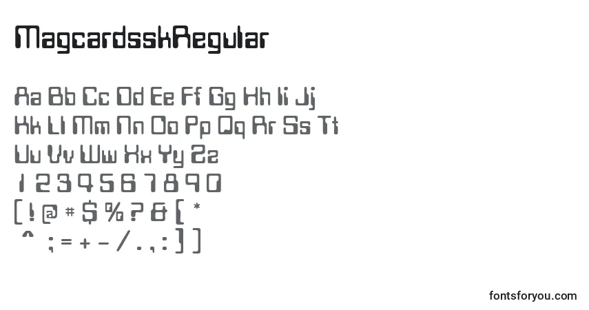 A fonte MagcardsskRegular – alfabeto, números, caracteres especiais