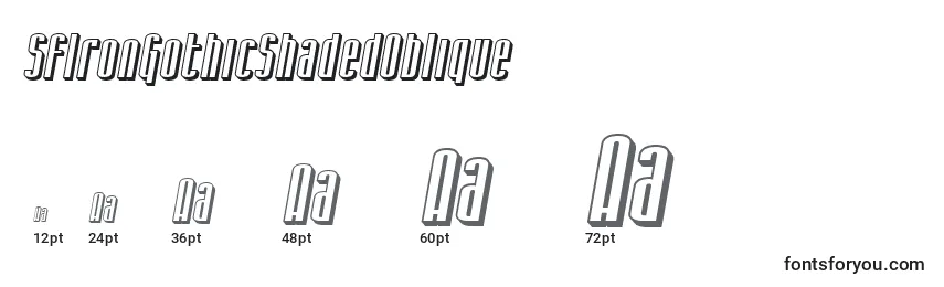 Размеры шрифта SfIronGothicShadedOblique