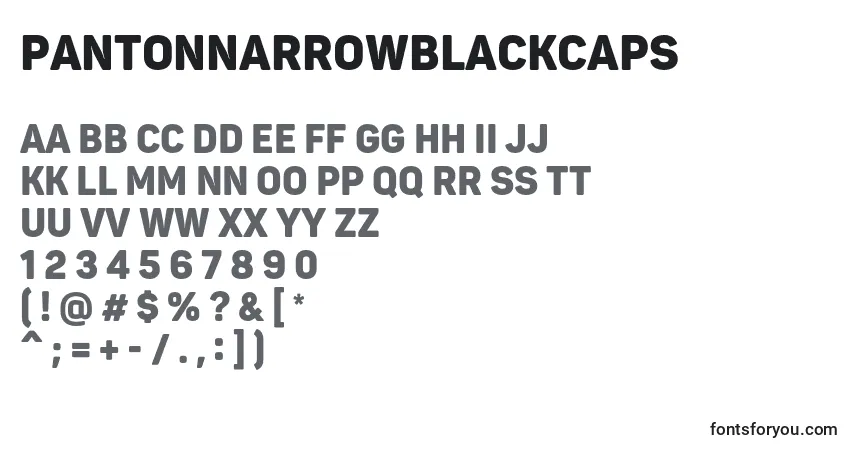 PantonnarrowBlackcapsフォント–アルファベット、数字、特殊文字