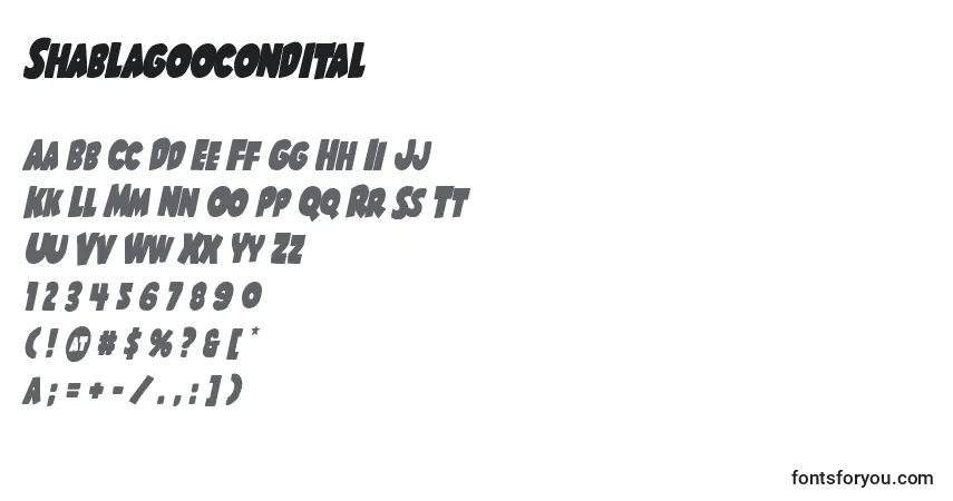 Shablagoocondital Font – alphabet, numbers, special characters