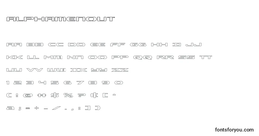 Шрифт Alphamenout – алфавит, цифры, специальные символы