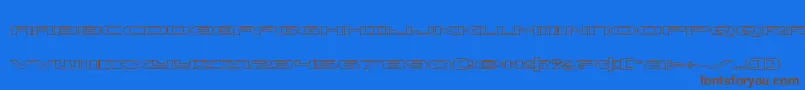 フォントAlphamenout – 茶色の文字が青い背景にあります。