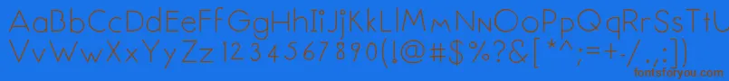 フォントSenseless – 茶色の文字が青い背景にあります。