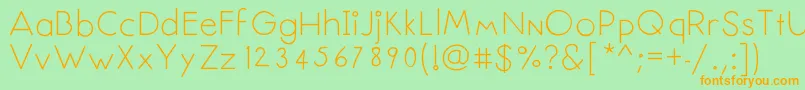 フォントSenseless – オレンジの文字が緑の背景にあります。