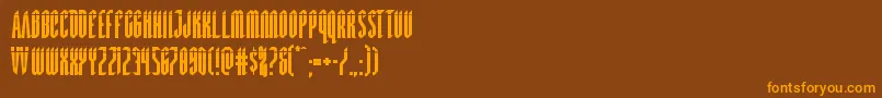 Devilsummonerlaser-Schriftart – Orangefarbene Schriften auf braunem Hintergrund
