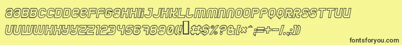 Czcionka JumboOutlineItalic – czarne czcionki na żółtym tle
