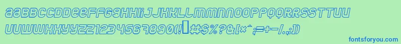 フォントJumboOutlineItalic – 青い文字は緑の背景です。