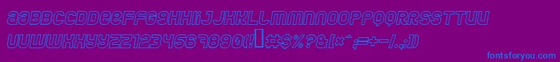 JumboOutlineItalic-Schriftart – Blaue Schriften auf violettem Hintergrund