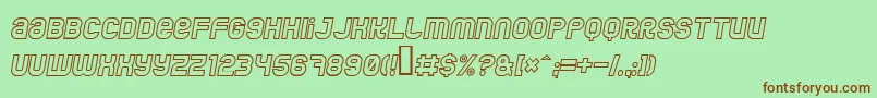 フォントJumboOutlineItalic – 緑の背景に茶色のフォント