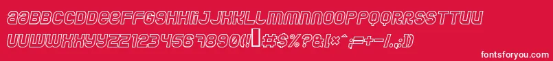 JumboOutlineItalic-Schriftart – Weiße Schriften auf rotem Hintergrund
