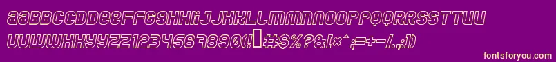JumboOutlineItalic-Schriftart – Gelbe Schriften auf violettem Hintergrund