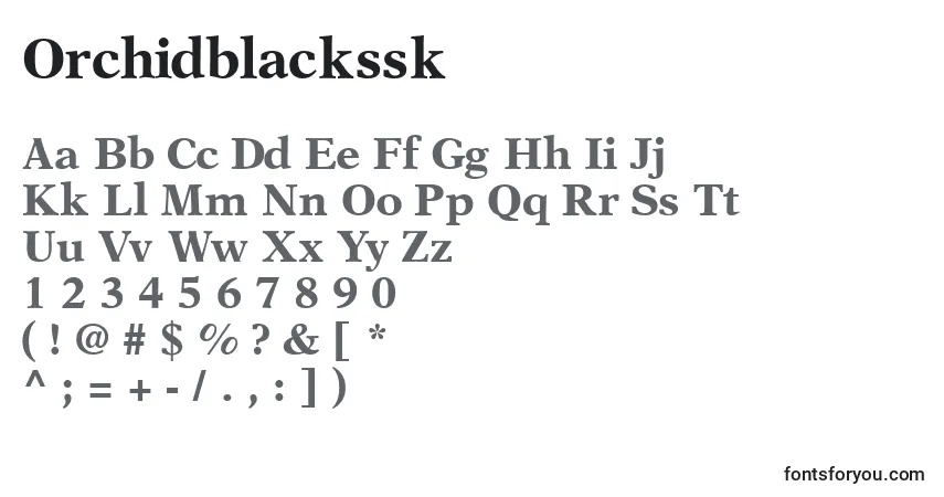 Czcionka Orchidblackssk – alfabet, cyfry, specjalne znaki