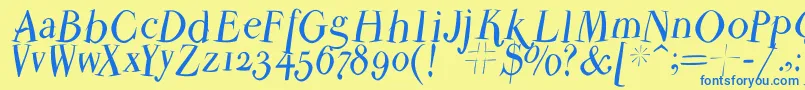 Parmapetitflyinground Font – Blue Fonts on Yellow Background