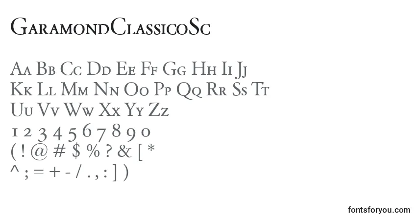 Шрифт GaramondClassicoSc – алфавит, цифры, специальные символы