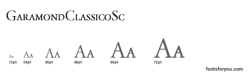 Größen der Schriftart GaramondClassicoSc