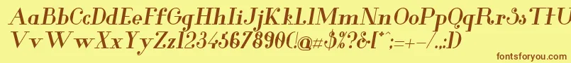 GlamorBolditalic-Schriftart – Braune Schriften auf gelbem Hintergrund