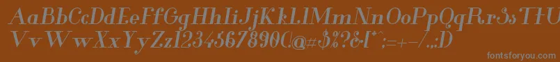GlamorBolditalic-fontti – harmaat kirjasimet ruskealla taustalla