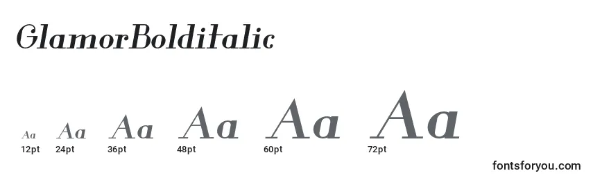 Размеры шрифта GlamorBolditalic (108016)