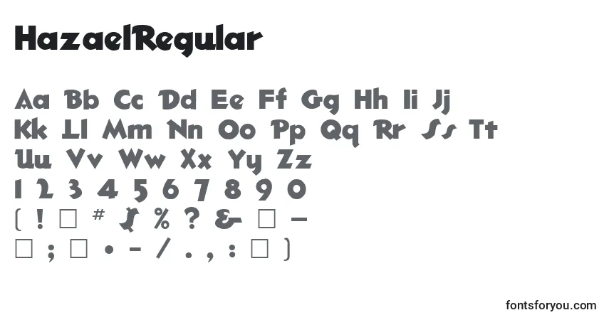 Schriftart HazaelRegular – Alphabet, Zahlen, spezielle Symbole